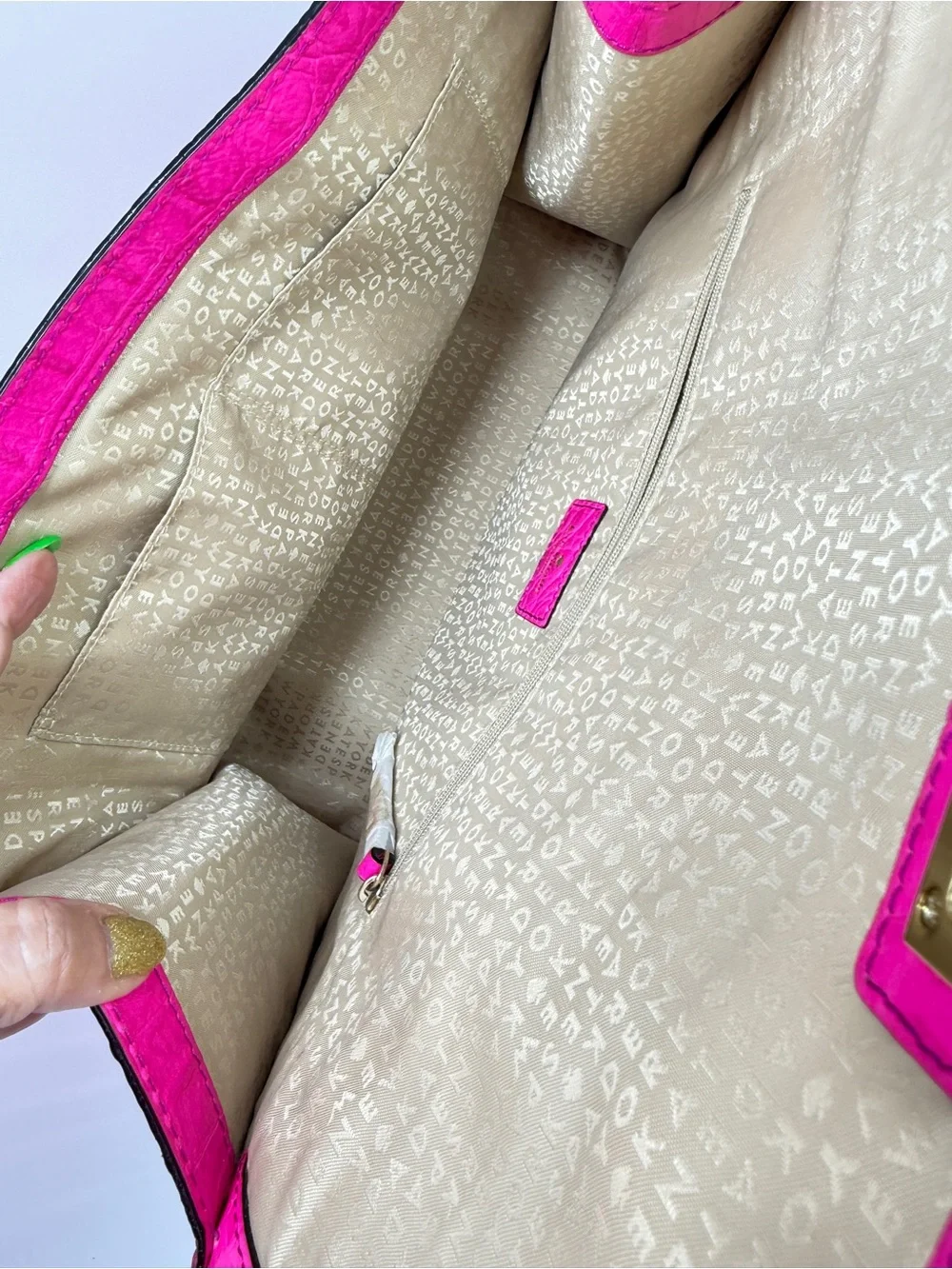 Kate Spade Sinclair Orchard Valley Pink Sapphire Croc-Embossed Shoulder Bag Tote